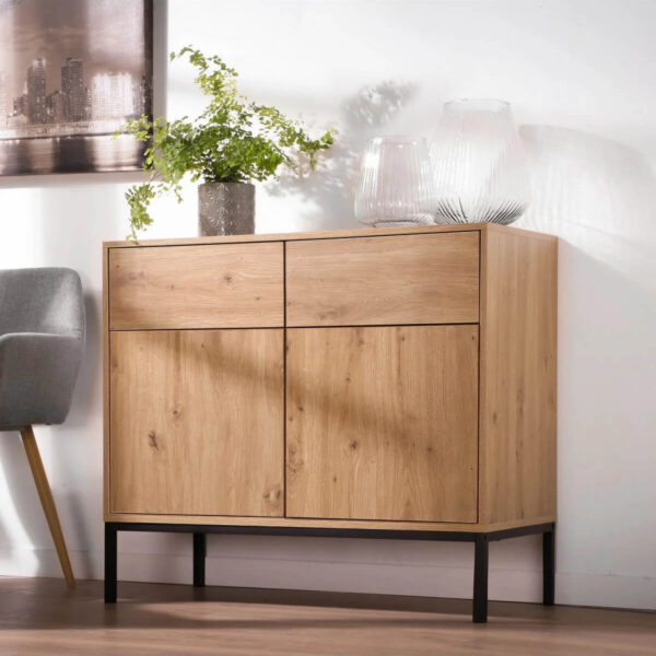 Commode 2 Portes 2 Tiroirs bois – L90 x H80 cm