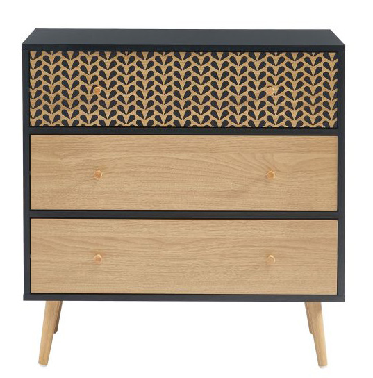Commode bois noir en bois 3 tiroirs