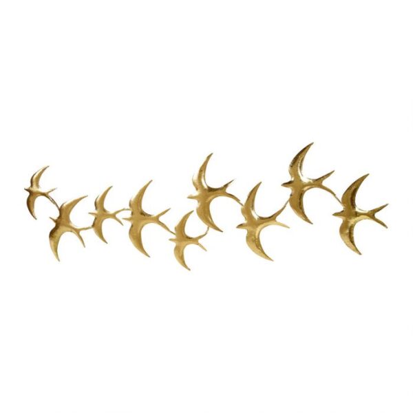 Décoration murale en métal doré hirondelles 105×40