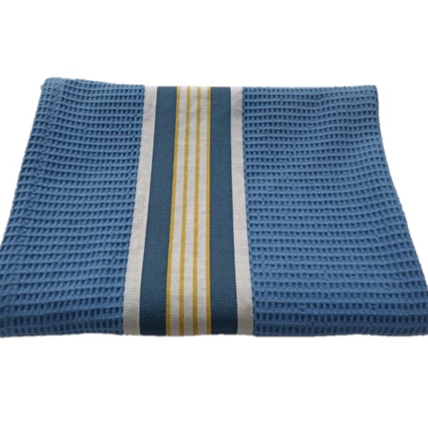 Drap de bain en coton bleu NID D’ABEILLE