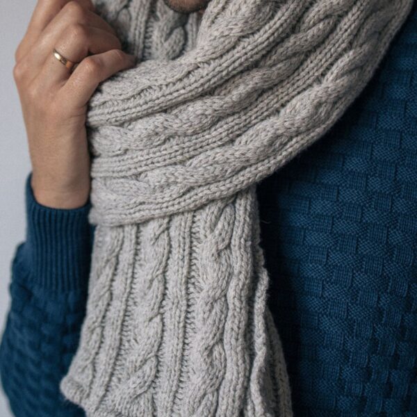 Echarpe Torsade Gris Clair