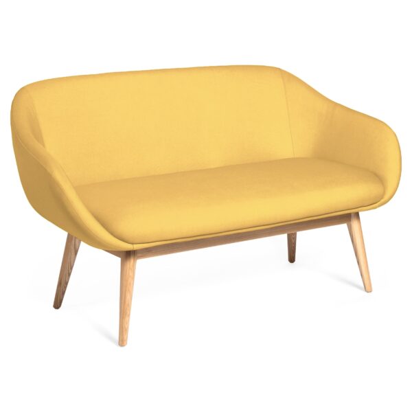 Canapé 2 places archi en tissu ocre avec pieds en bois massif