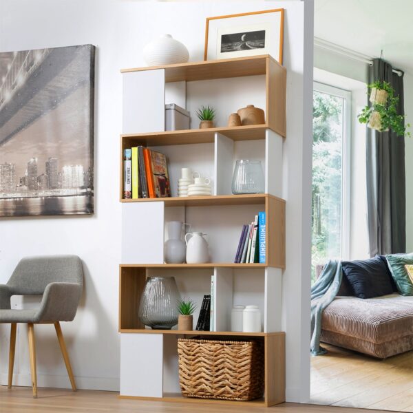 Bibliothèque Décor Blanc et Chêne – H175 cm