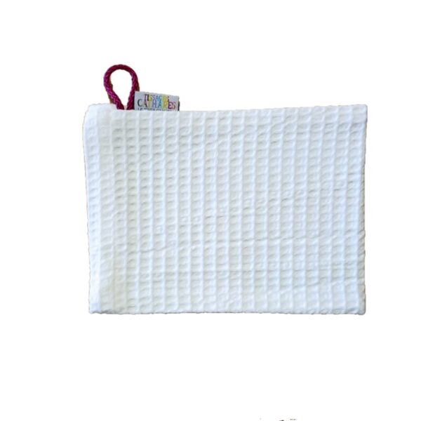 Gant de toilette en coton blanc uni NID D’ABEILLE