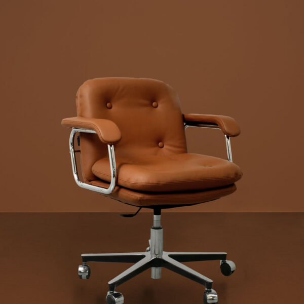 Héritage 80 – Fauteuil de bureau vintage cuir petit dossier