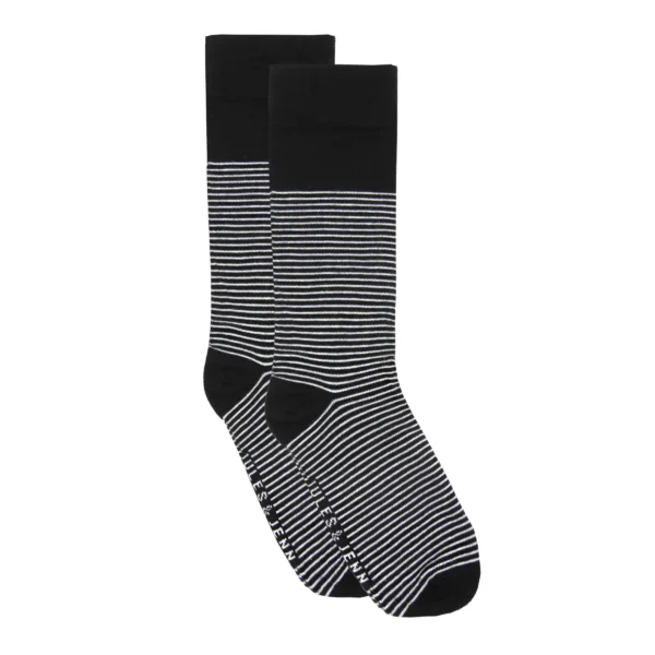 Chaussettes homme rayées coton noir & blanc