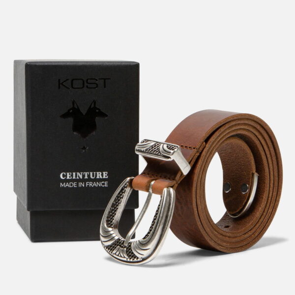 Ceinture cuir noisette mixte Keith
