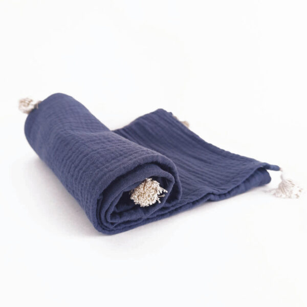 Lange bébé coton bio Bleu Jean 70×70 cm