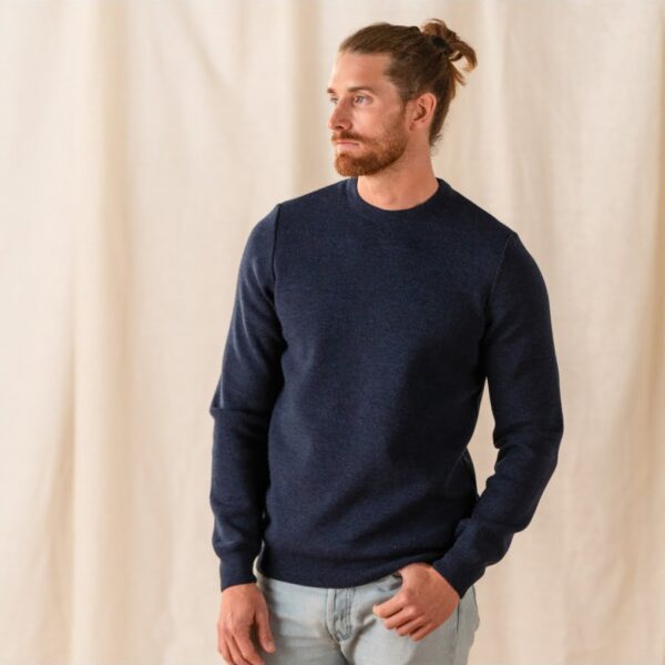 Le pull 100% laine française – Marine Chiné