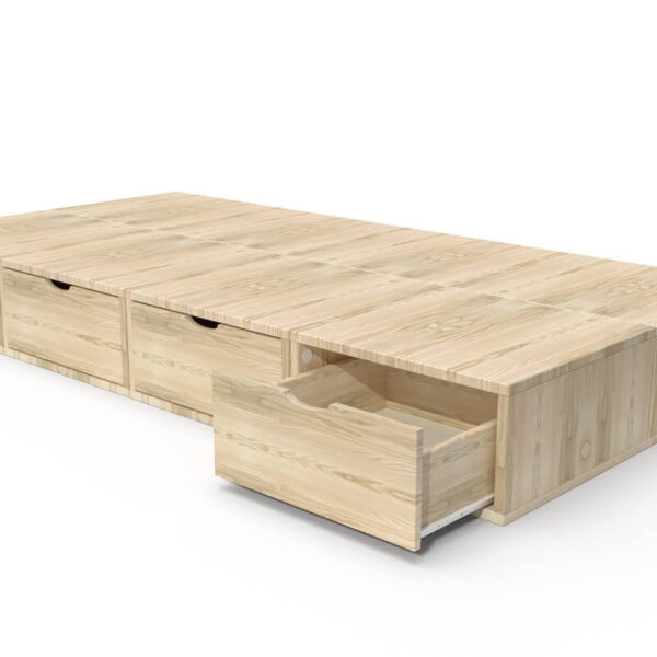 Lit 90×200 1 place avec tiroirs Cube bois