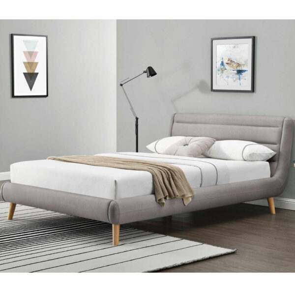 Lit en tissus gris 140×190 + sommier à latte