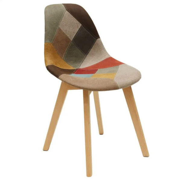 Chaise patchwork en simili marron