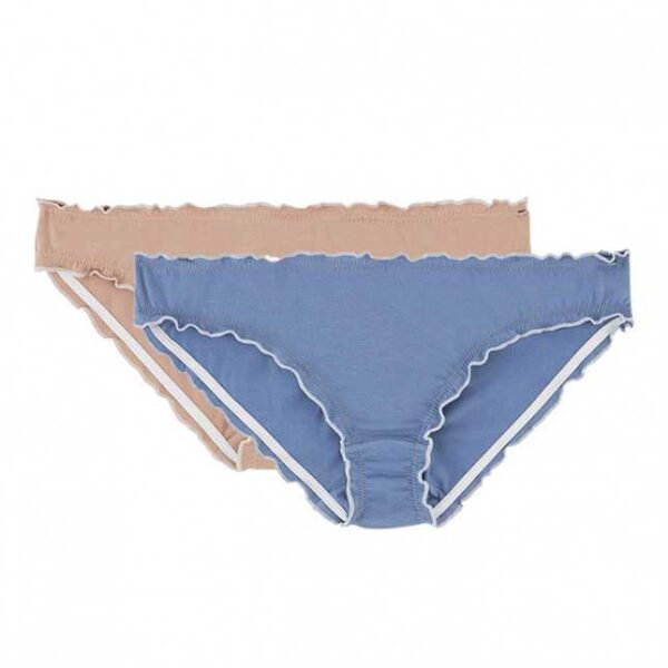 Lot De 2 Culottes Coton Bio – Froufrou – Océan + Seigle