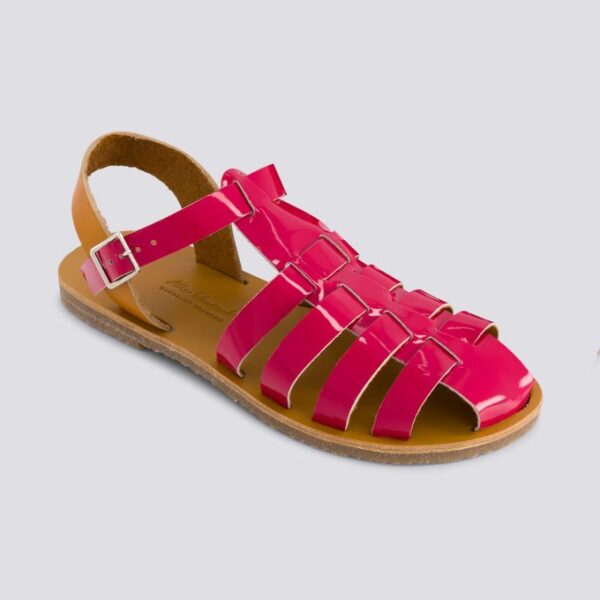 Sandales fermees acidule cuir tannage vegetal fuchsia femme