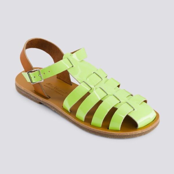Sandales fermees acidule cuir tannage vegetal vert pastel femme