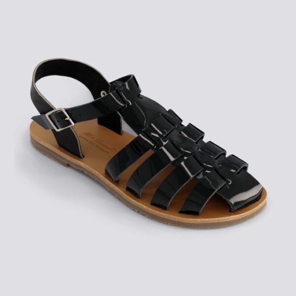 Sandales fermees acidule cuir tannage vegetal noir femme