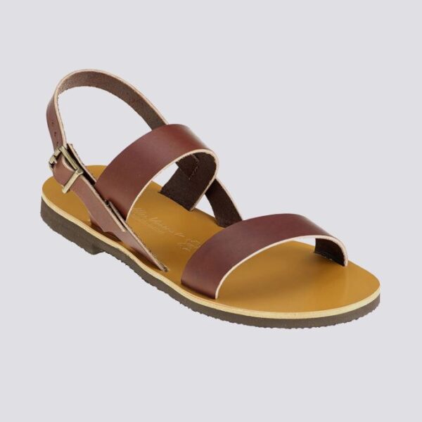 Sandales double bride alex cuir tannage vegetal marron homme