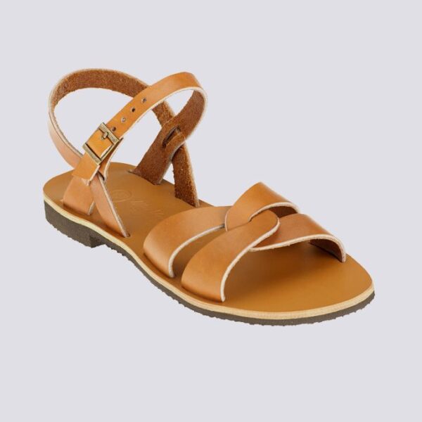 Sandales brides croisees athena cuir tannage vegetal naturel femme