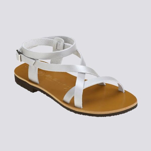 Spartiates delphe cuir tannage vegetal argent femme