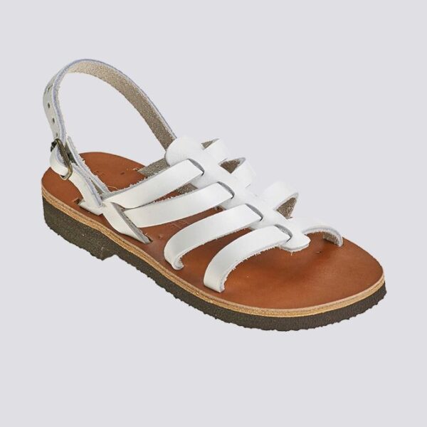 Tropezienne pampelone cuir tannage vegetal blanc enfant
