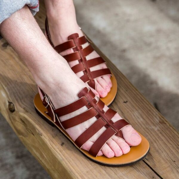 Tropezienne rome cuir tannage vegetal marron homme
