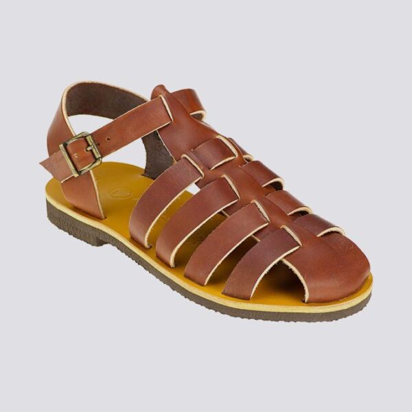 Sandales fermees tradition cuir tannage vegetal marron homme