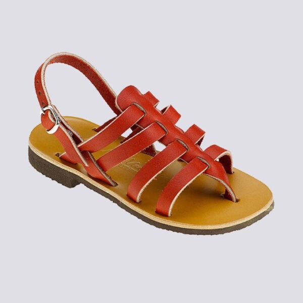 Tropezienne cuir tannage vegetal rouge enfant