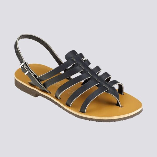 Tropezienne cuir tannage vegetal noir femme