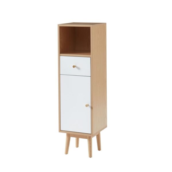 Colonne de salle de bain en bois blanc et beige 105×30