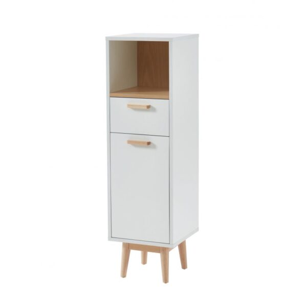Colonne de salle de bain en bois blanc et beige 105×30
