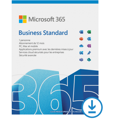 Microsoft 365 Business Standard – version boîte (1 an) – 1 utilisateur (5 appareils)