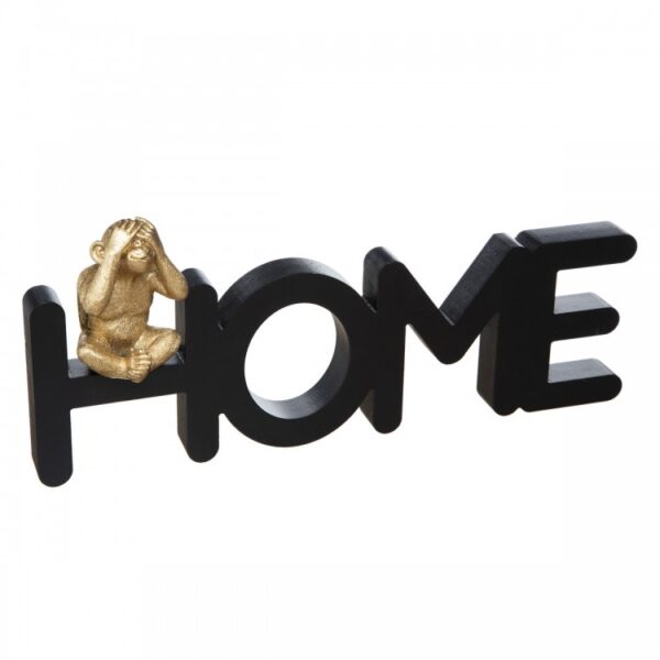 Mot HOME ne bois noir avec singe doré L38