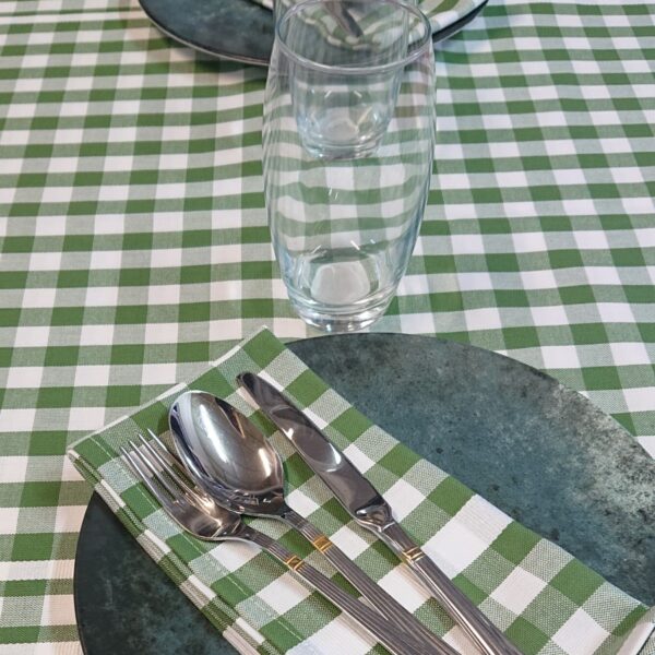 Nappe de table à carreaux vert et blanc GUINGUETTE