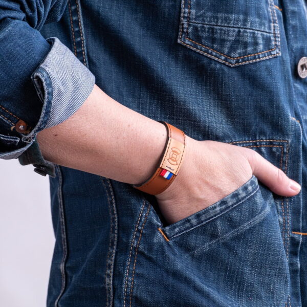 Bracelet Lily Sam en cuir camel