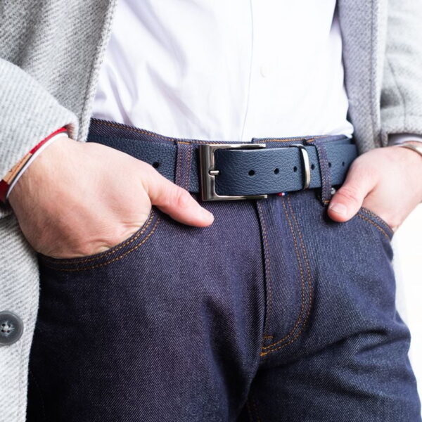 Ceinture Hazel en cuir marine