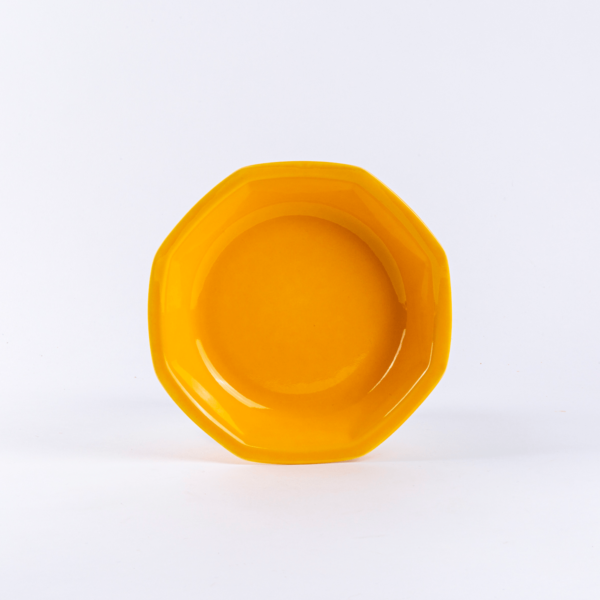 Assiette Creuse en Porcelaine Octogonale Jaune 19 cm – Artisanat Français d’Excellence