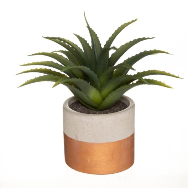 Plante artificielle en pot en ciment cuivré H28