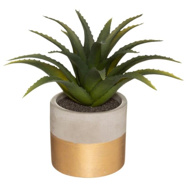 Plante artificielle en pot en ciment doré H28