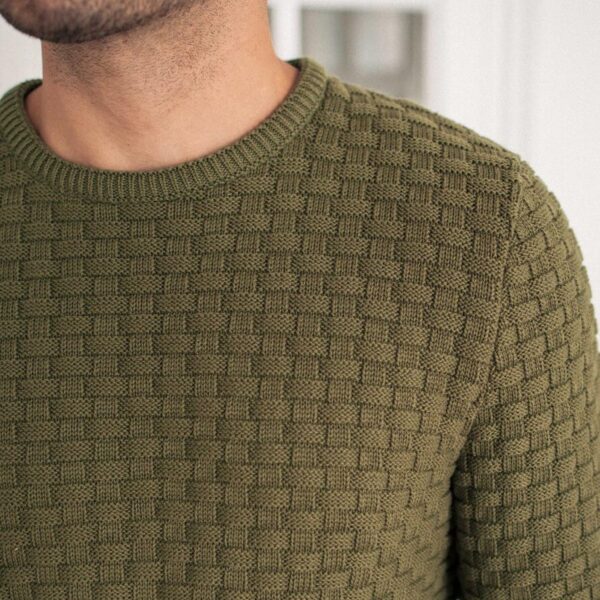 Pull Damier Sauge