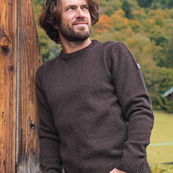 Le Frileux – Pull en laine homme chocolat