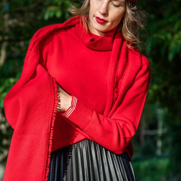 Écharpe laine et cachemire rouge