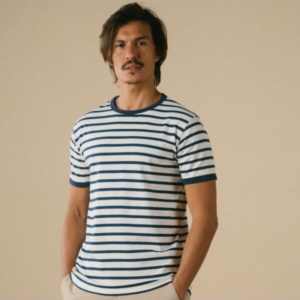 Le t-shirt fabriqué en France – Marinière blanc