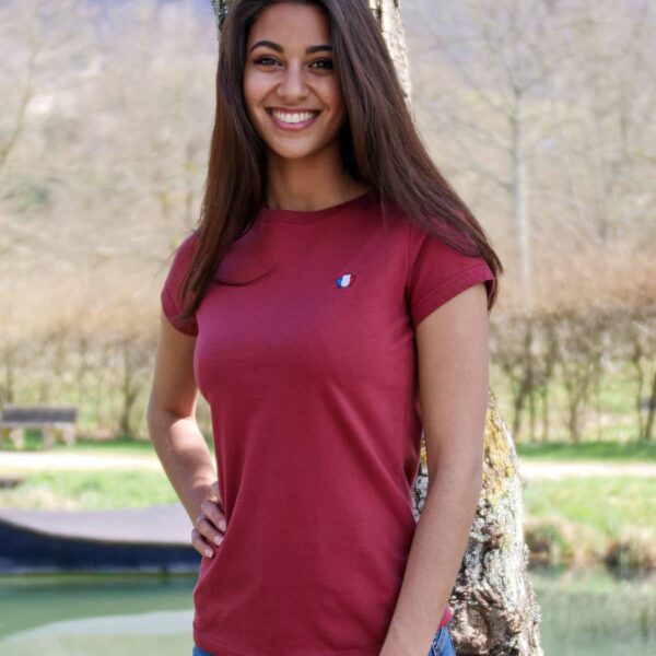 L’Authentique 3.0 – T-shirt femme coton bio rouge bordeaux