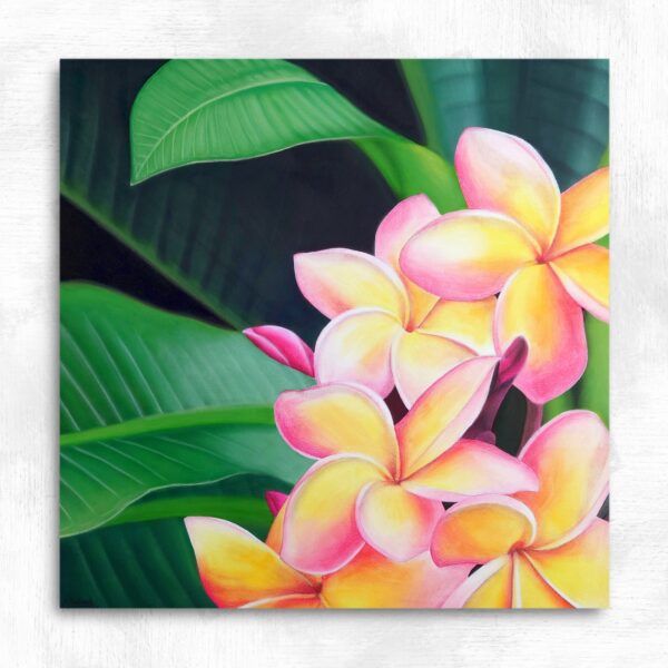 Tableau fleurs exotiques plumeria Frangipani