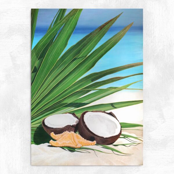 Tableau plage, palmier, noix de coco Délice exotique