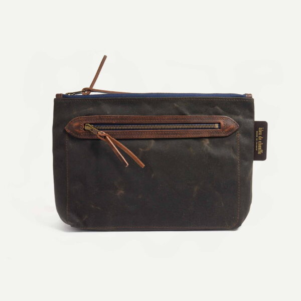 Trousse de toilette Zèbre – Kaki waxé