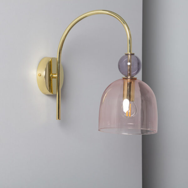 Applique murale en métal doré et verre L30