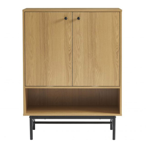 Buffet haut effet chêne pieds métal noir H105cm