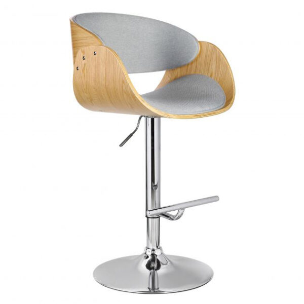 Tabouret réglable en bois et tissus gris